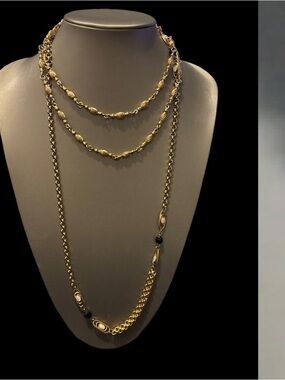 Solid 34” Layering Necklace in Gold-tone - vintage